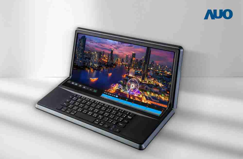 888.BY集团电子游戏14.6吋Micro LED折迭显示屏幕，，，搭配半径4mm的弯折绞炼，，以及高画素、、高亮度、、高对比度的显示技术特点，，，即便在大视角下仍保有绝佳色相与亮度