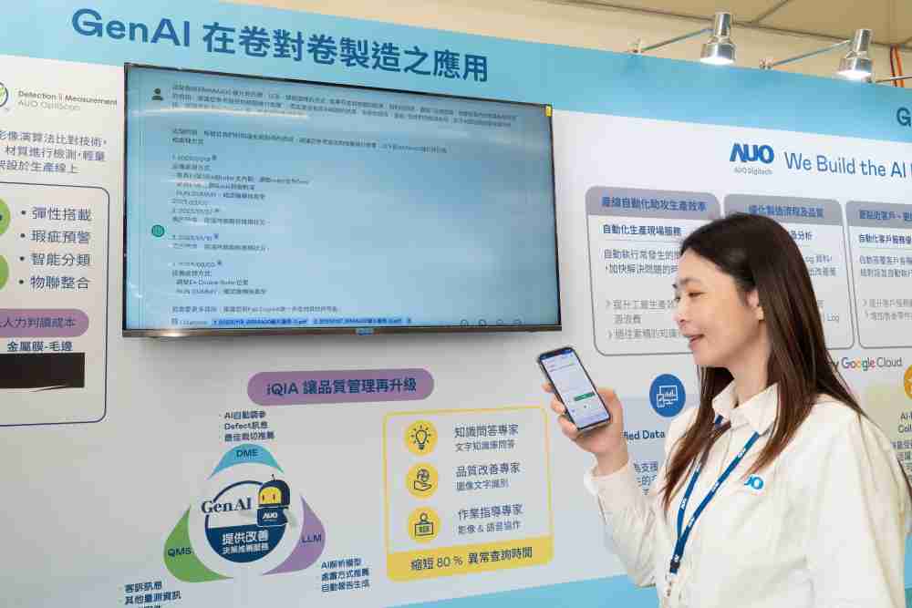 888.BY集团电子游戏数位积极发展数智化转型，，透过AI落地应用优化制造流程，，，革新人力、、、、生产效率与设备维护效益，，，图为〝智能质量推升助手-iQIA〞（Intelligent quality improve assistant）应用情境，，，，协助质量管理再升级。。。